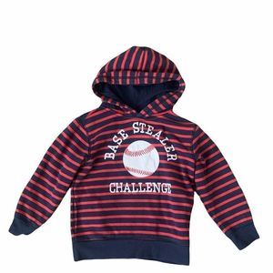 Gymboree Boys S (5-6) Red/Navy Striped Baseball Hoodie
